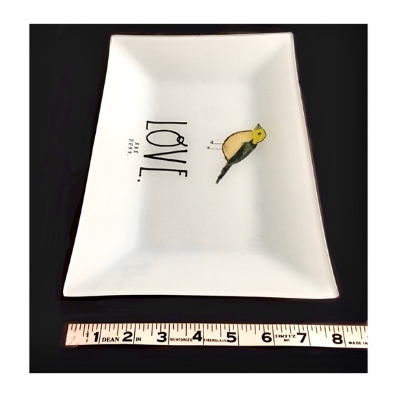 Rae Dunn LOVE Glass Accent Tray with Bird Graphic - Picture 4 of 12